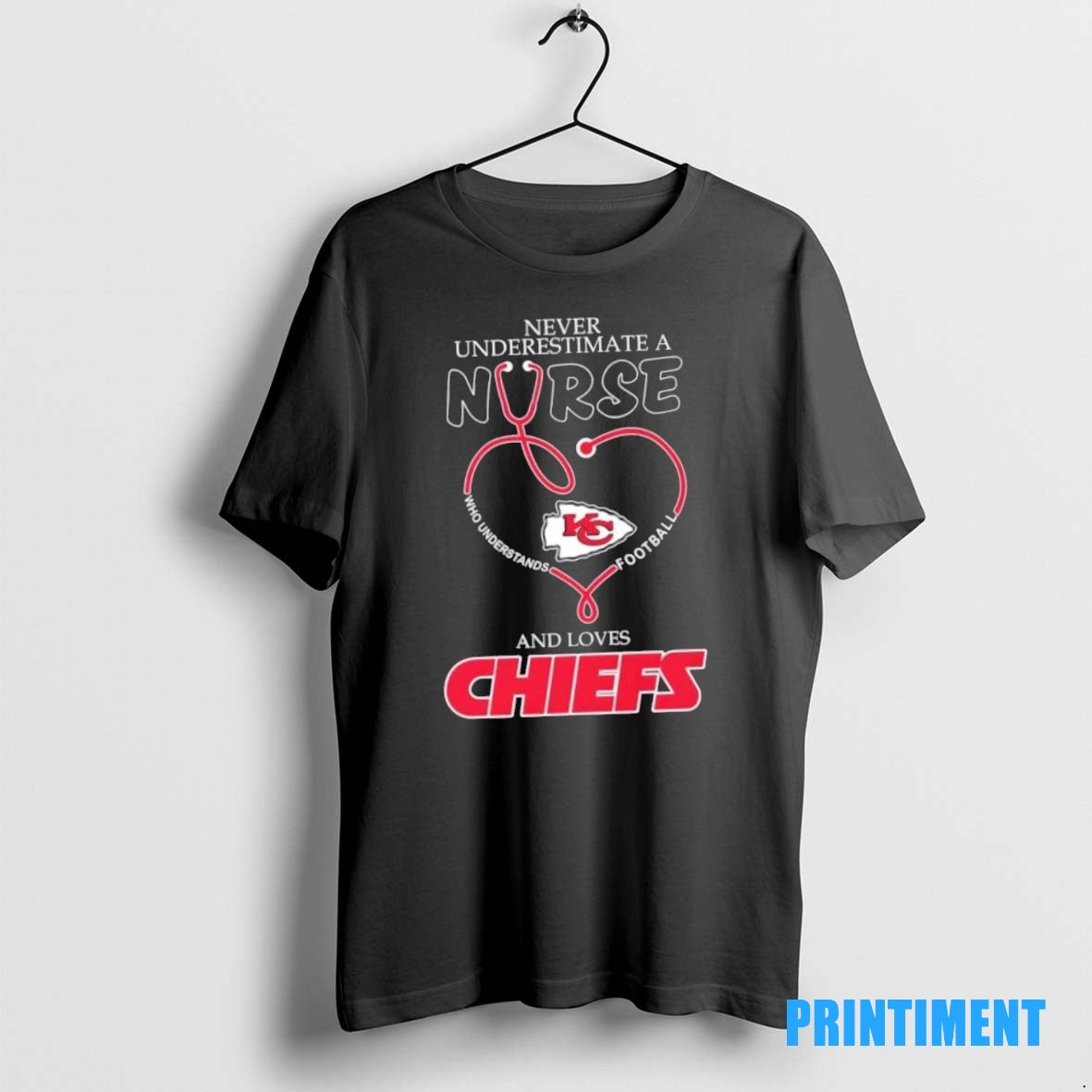 Official Stethoscope Heart Never Underestimate A Nurse Who Understand Football And Love Kansas City Chiefs T-Shirts,...