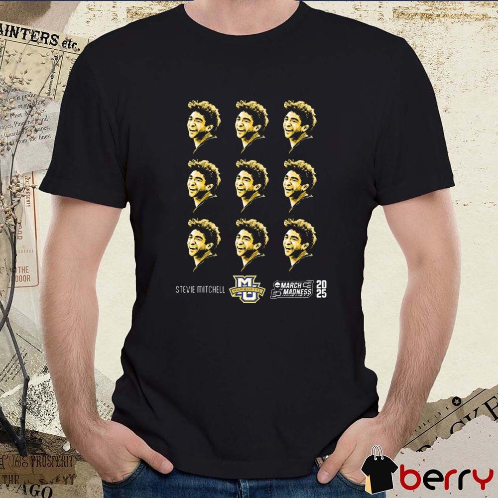 Stevie Mitchell Patterned Head Marquette Golden Eagles Basketball NCAA March Madness 2025 Painting t-shirt