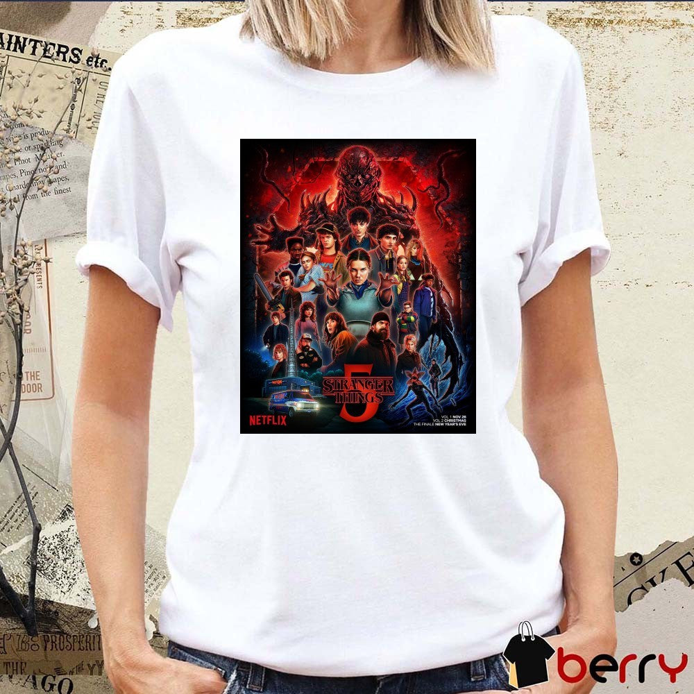 Stranger Things 2025 Vol 1 November 26, Vol 2 Christmas Day, December 25 The Finale New Year’s Eve Poster t-shirt