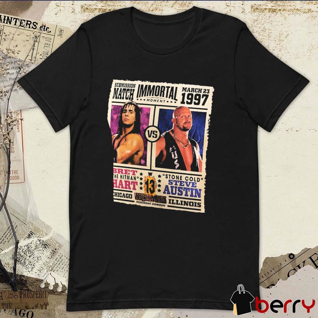 Submission Match Bret Hart vs. Stone Cold Steve Austin WWE Hall Of Fame 2025 Immortal Moment Vintage Retro t-shirt