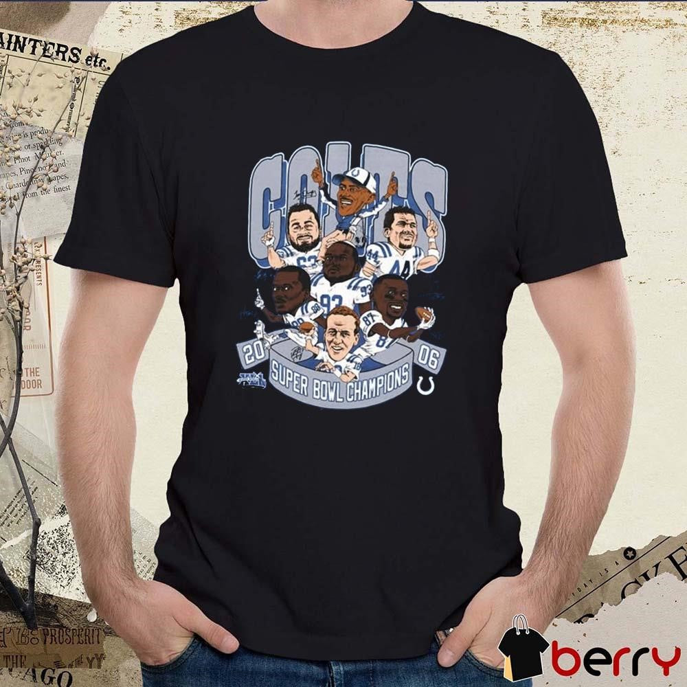 Super Bowl Champions 2006 Indianapolis Colts Football Caricatures Players Signatures t-shirt