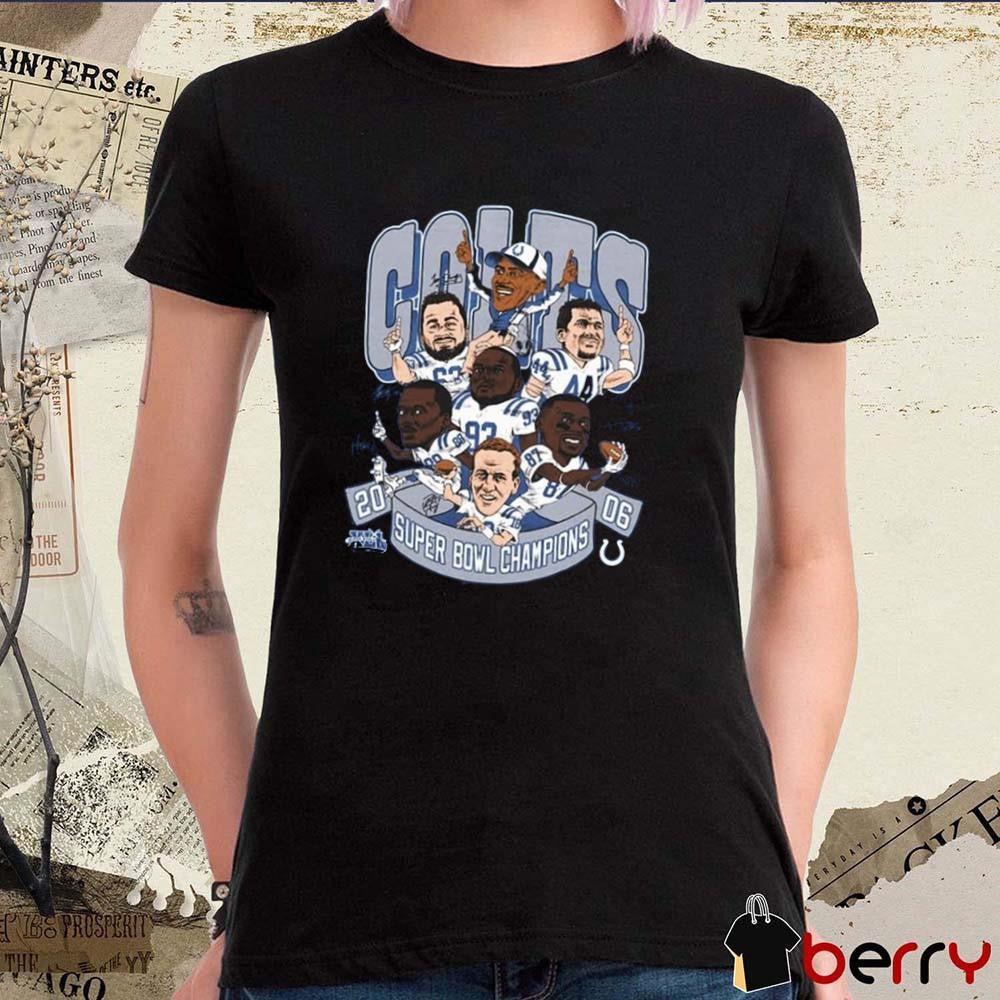 Super Bowl Champions 2006 Indianapolis Colts Football Caricatures Players Signatures t-shirt