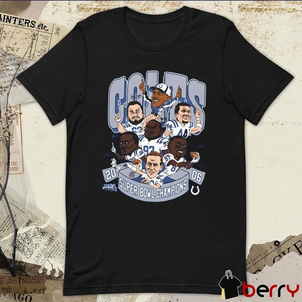 Super Bowl Champions 2006 Indianapolis Colts Football Caricatures Players Signatures t-shirt