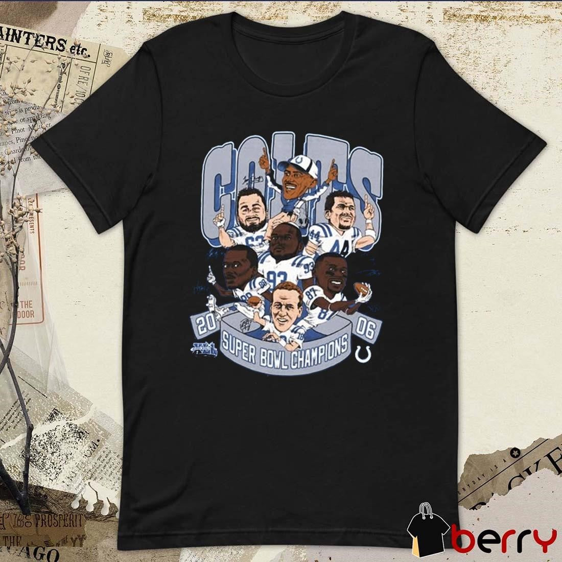 Super Bowl Champions 2006 Indianapolis Colts Football Caricatures Players Signatures t-shirt