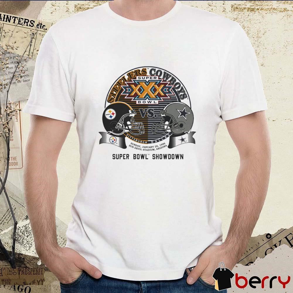 Super Bowl XXX Showdown Dallas Cowboys Vs Pittsburgh Steelers NFL Jan 28 1996 Vintage t-shirt