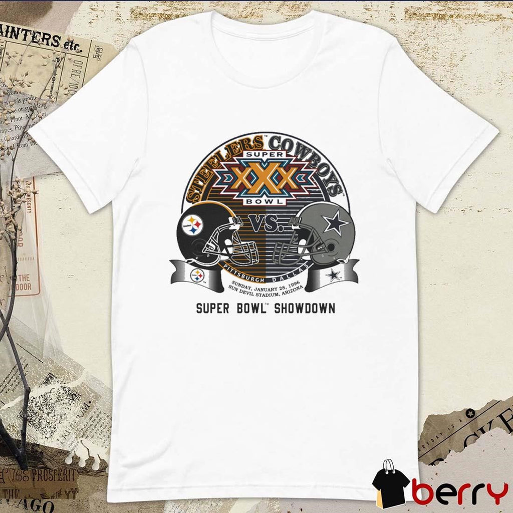 Super Bowl XXX Showdown Dallas Cowboys Vs Pittsburgh Steelers NFL Jan 28 1996 Vintage t-shirt
