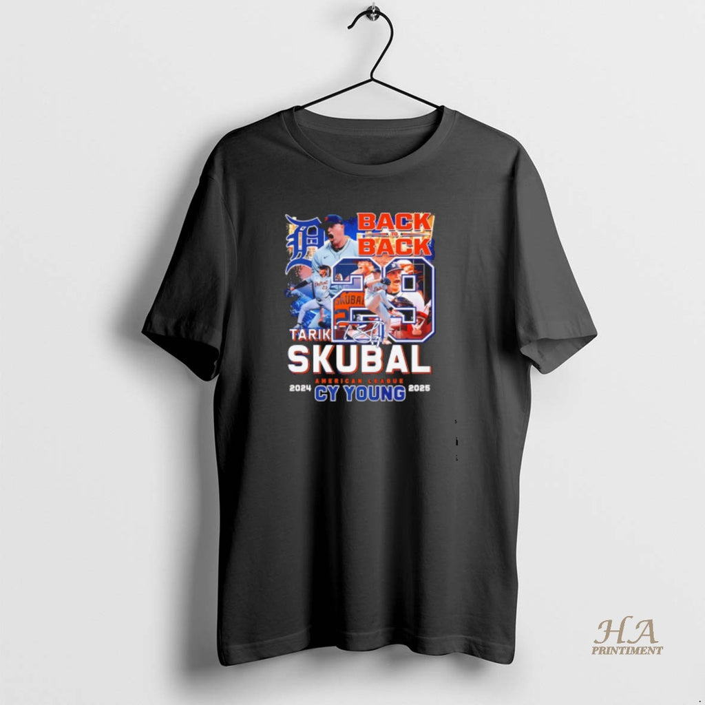 Official Tarik Skubal Detroit Tigers American League Cy Young 2024 2025 Back To Back T-Shirts, Hoodie, Sweatshirt