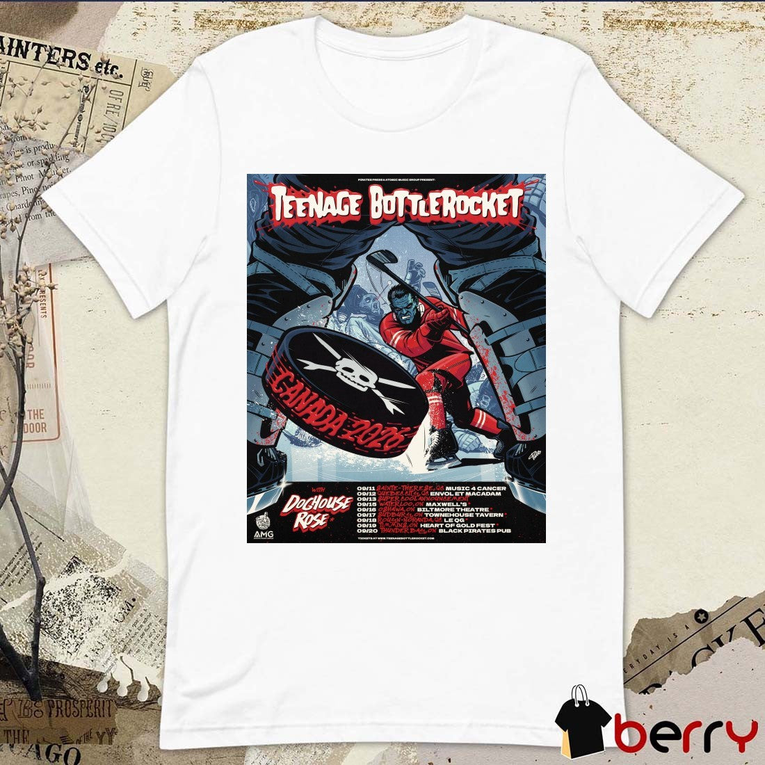 Teenage Bottlerocket Tour In Canada September 2026 Guest Dochouse Rose Poster t-shirt