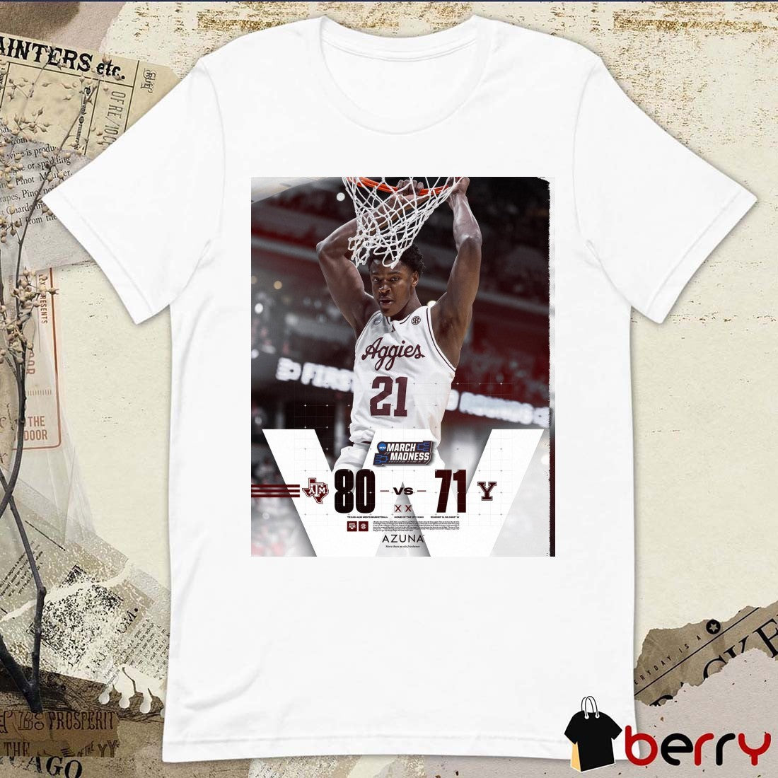 Texas A&M Aggies Vs Yale Bulldogs Final Score 80 – 71 NCAA March Madness Poster t-shirt