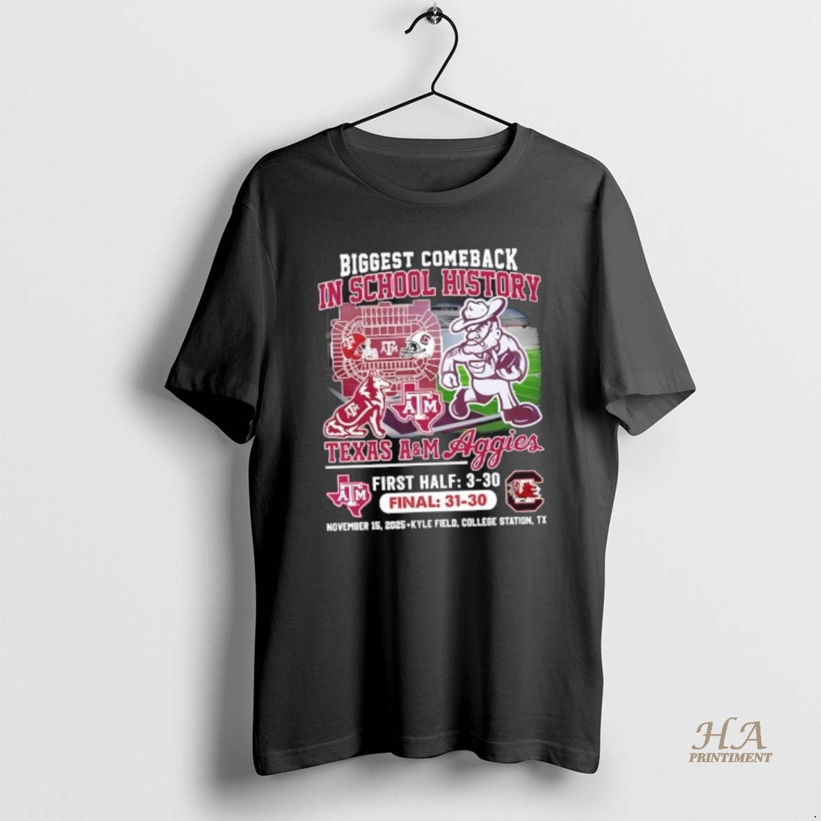 Official Texas Am Aggies Vs South Carolina Gamecocks Biggest Comeback In School History T-Shirts, Hoodie, Sweatshirt