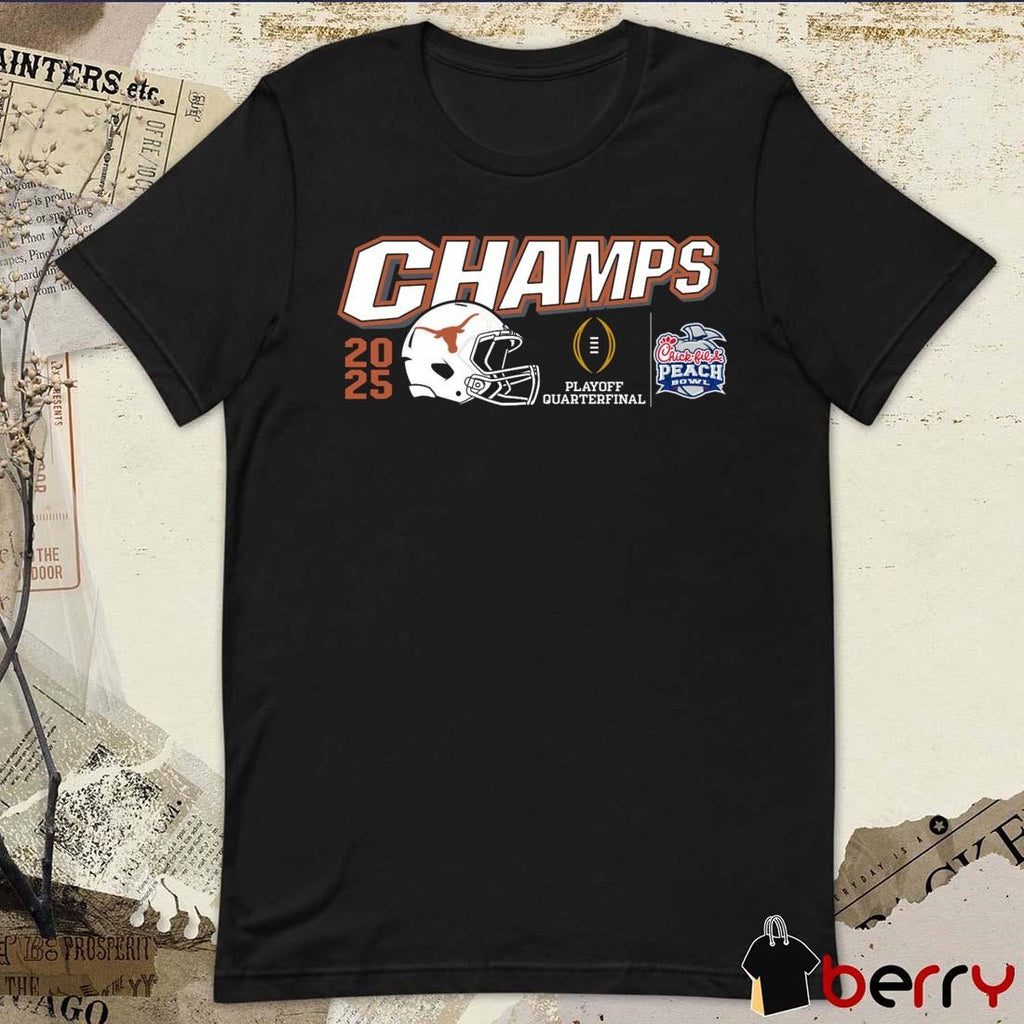 Texas Longhorns 2025 Playoff Quarterfinal Chick-fil-A Peach Bowl Champs Helmet t-shirt