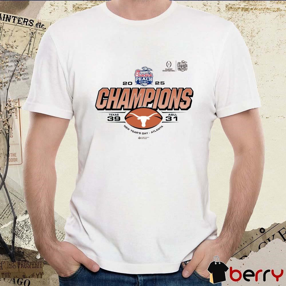 Texas Longhorns Vs ASU Arizona State Sun Devils 39-31 Score Playoff Quarterfinal 2025 Chick-Fil-A Peach Bowl Champs New Year’s Day NCAA t-shirt