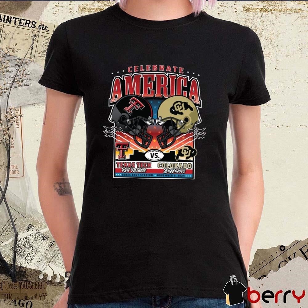 Texas Tech Red Raiders Vs Colorado Buffaloes Helmet Celebrate America Jones AT&T Stadium Nov 9 2024 t-shirt