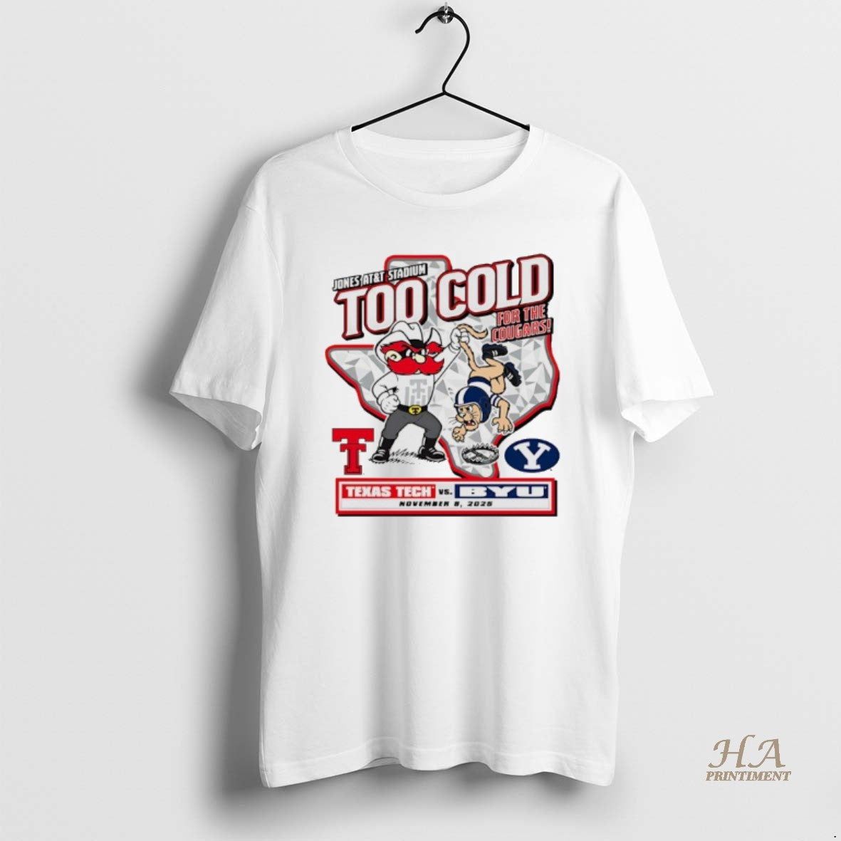Official Texas Tech Red Raiders Vs Byu 2025 Too Cold For The Cougars Gameday T-Shirts, Hoodie, Sweatshirt | InkNestWear.com