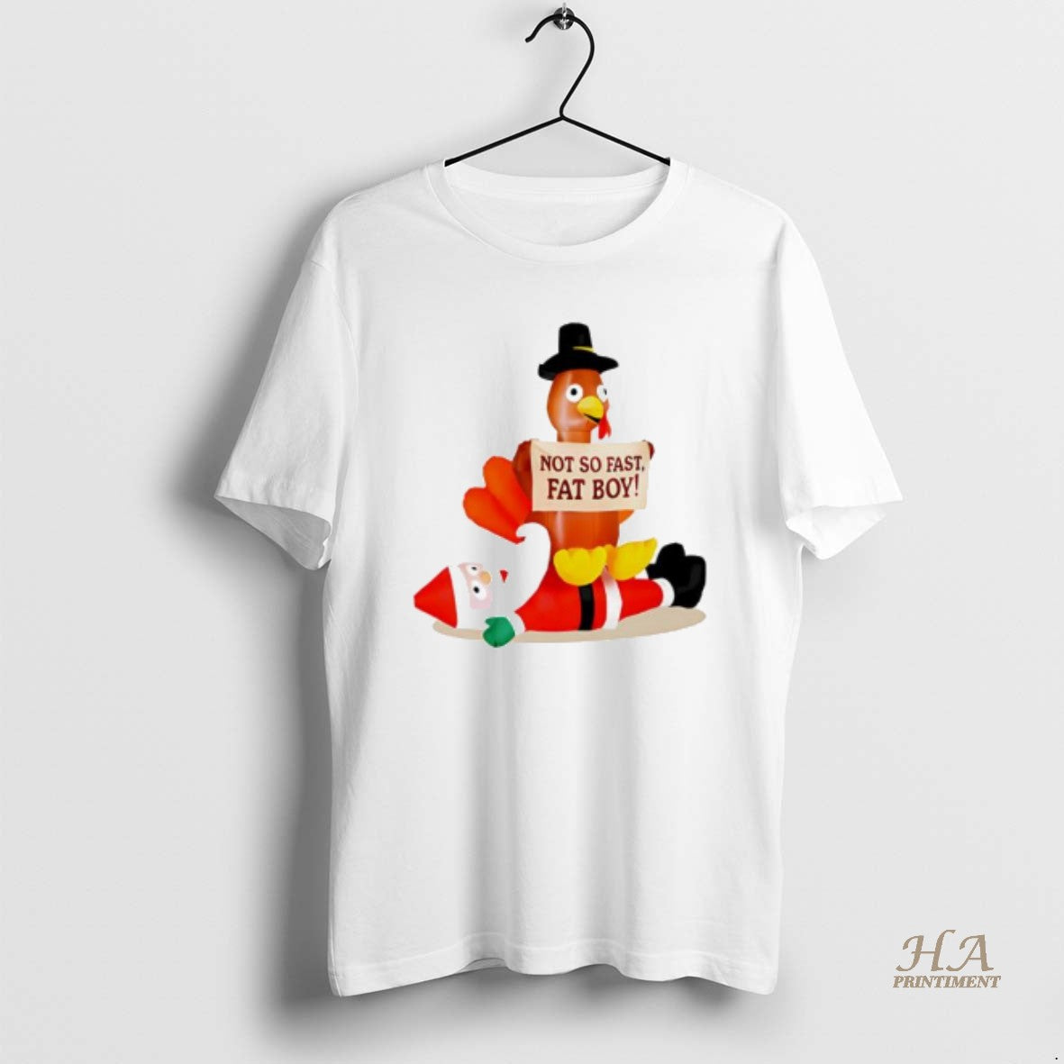 Official Thanksgiving Santa Versus Turkey Not So Fast Fat Boy T-Shirts, Hoodie, Sweatshirt | InkNestWear.com