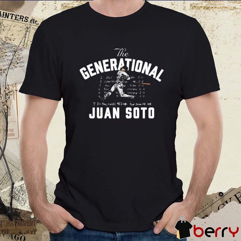 The Generational Juan Soto In Play Runs 95.2 Mph Four-Seam FB HR New York Yankees MLB t-shirt