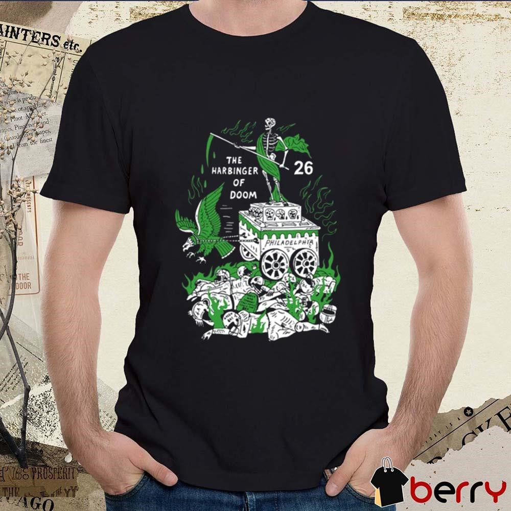 The Harbinger Of Doom Birds Philadelphia Eagles NFL 26 Skeleton t-shirt