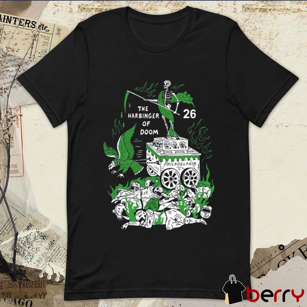 The Harbinger Of Doom Birds Philadelphia Eagles NFL 26 Skeleton t-shirt