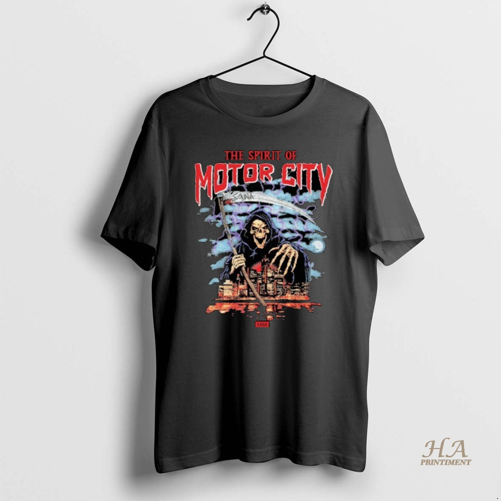 Official The Spirit Of Motor City Sana Grim Reaper Halloween T-Shirts, Hoodie, Sweatshirt | InkNestWear.com