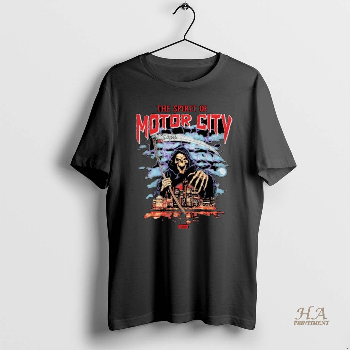 Official The Spirit Of Motor City Sana Grim Reaper Halloween T-Shirts, Hoodie, Sweatshirt | InkNestWear.com