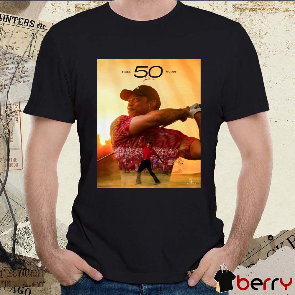 Tiger Woods’ 50th Birthday PGA Tour Champions Signature Poster t-shirt