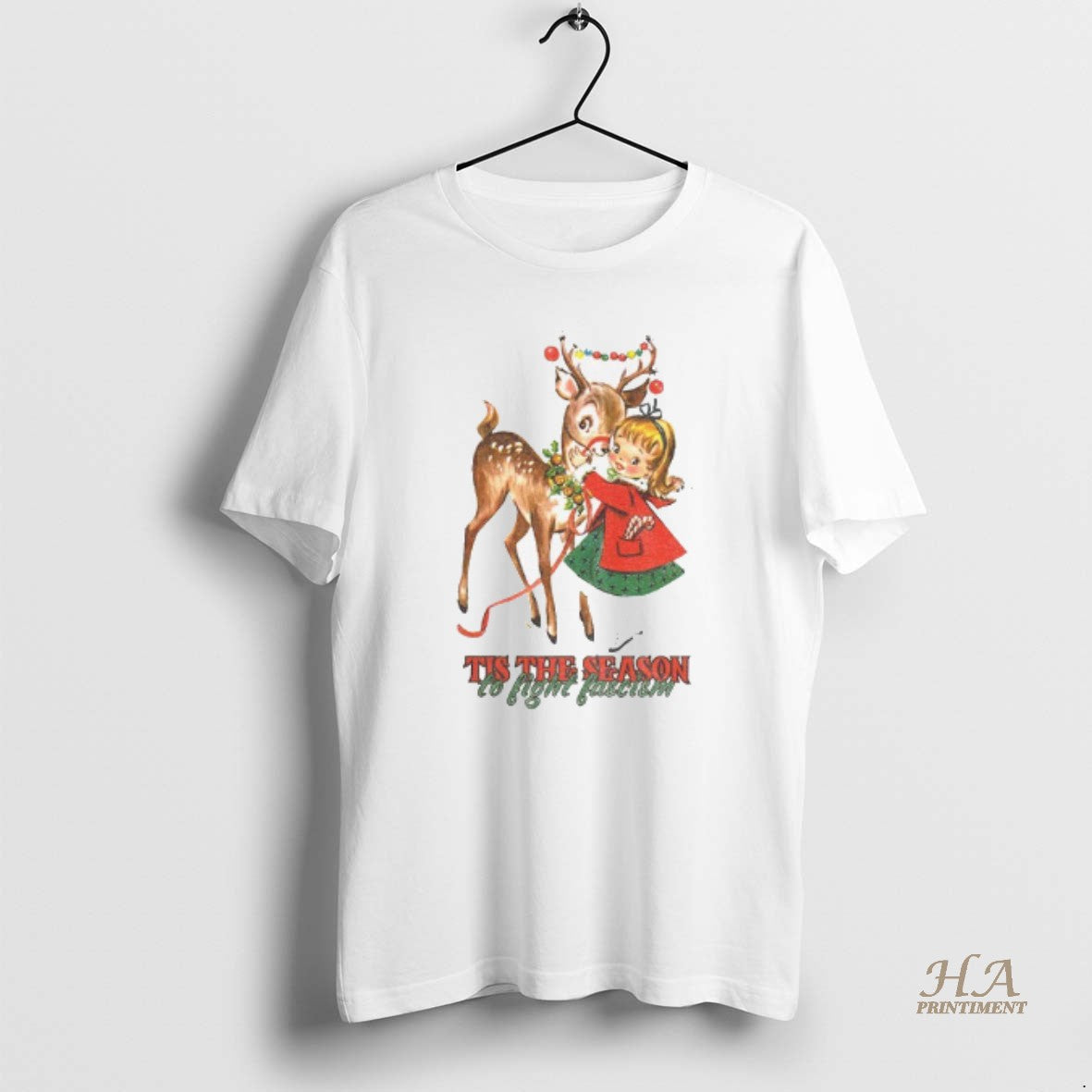 Official Tis The Season To Fight Fascism Vintage Christmas Reindeer T-Shirts, Hoodie, Sweatshirt | InkNestWear.com