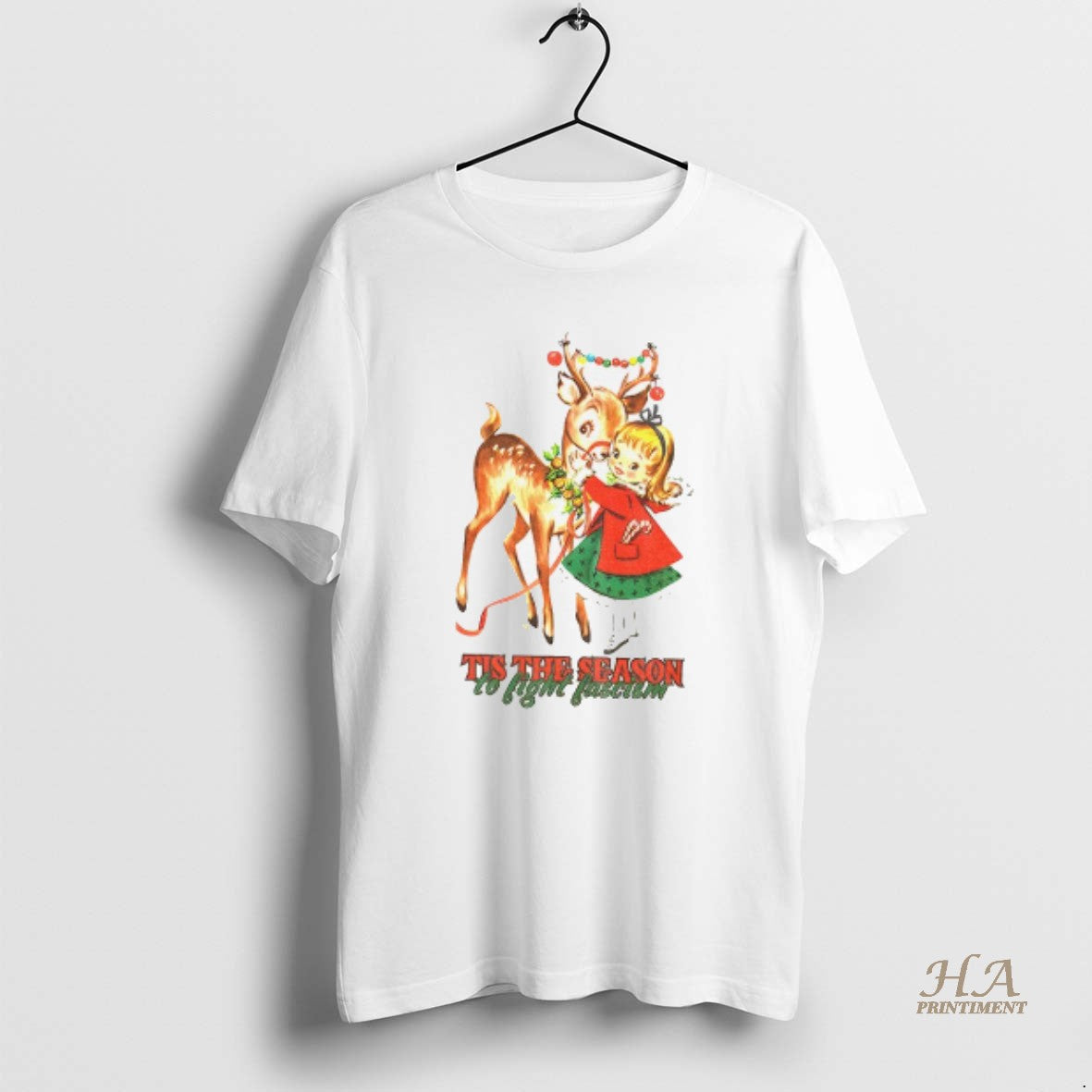 Official Tis The Season To Fight Fascism Christmas Reindeer Anti Trump Christmas T-Shirts, Hoodie, Sweatshirt