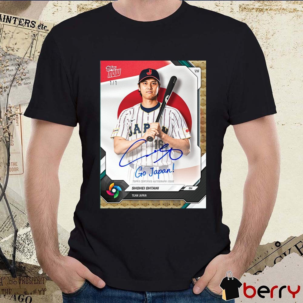Topps Now Shohei Ohtani Team Japan Topps Certified Autograph Issue Signature t-shirt