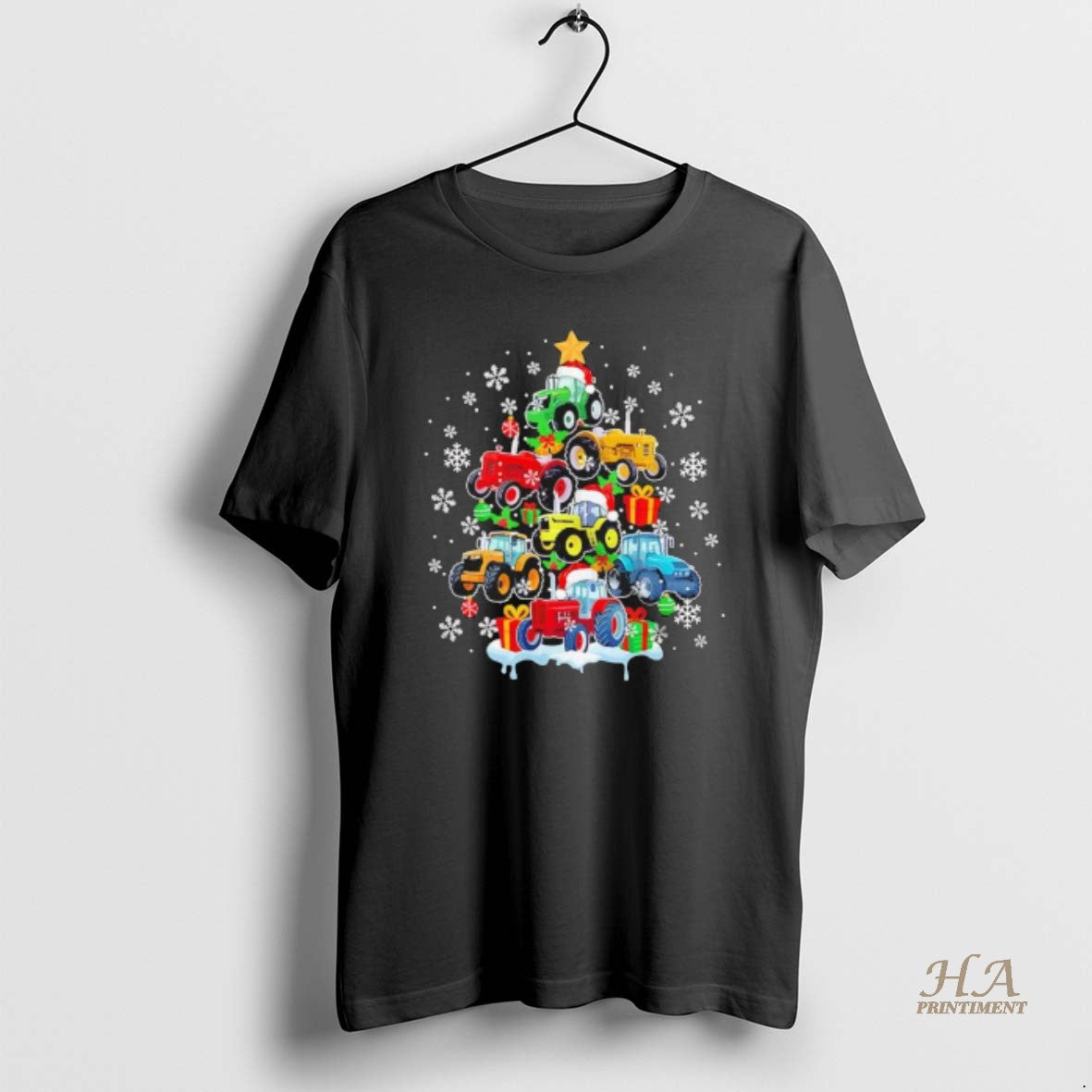Official Tractor Santa Christmas Tree Joyful Farmer Black T-Shirts, Hoodie, Sweatshirt | InkNestWear.com