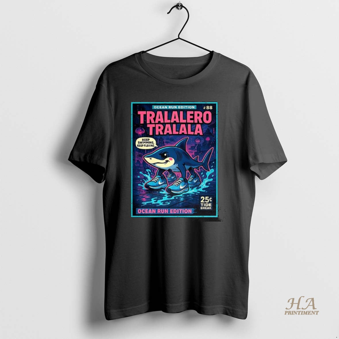Official Tralalero Tralala Ocean Run Shark Meme Comic Keep Swimming Keep Flexing T-Shirts, Hoodie, Sweatshirt