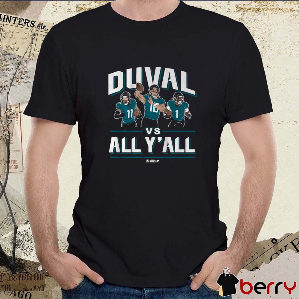 Trevor Lawrence, Travis Etienne, and Parker Washington Duval vs. All Y’all Jacksonville Jaguars t-shirt