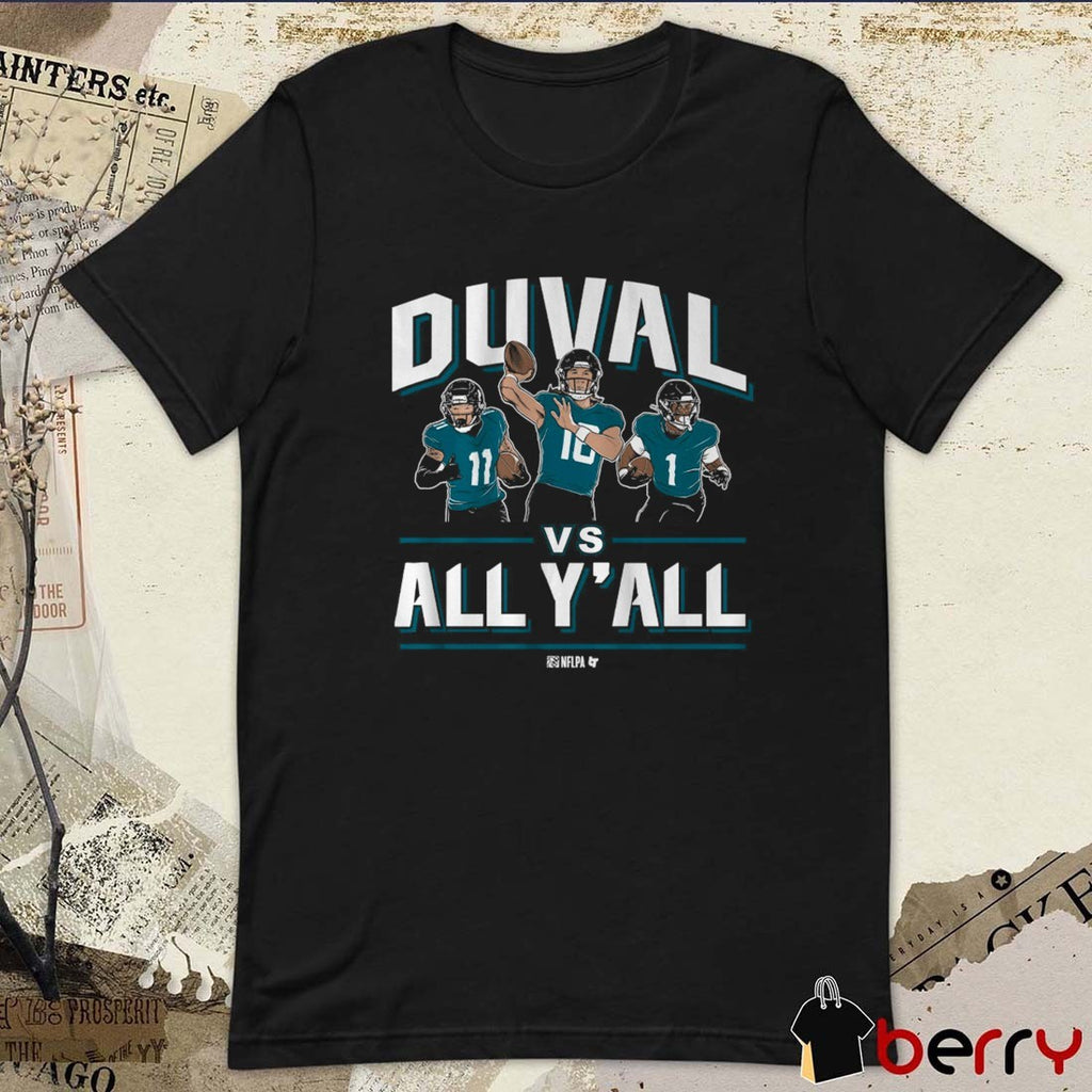 Trevor Lawrence, Travis Etienne, and Parker Washington Duval vs. All Y’all Jacksonville Jaguars t-shirt
