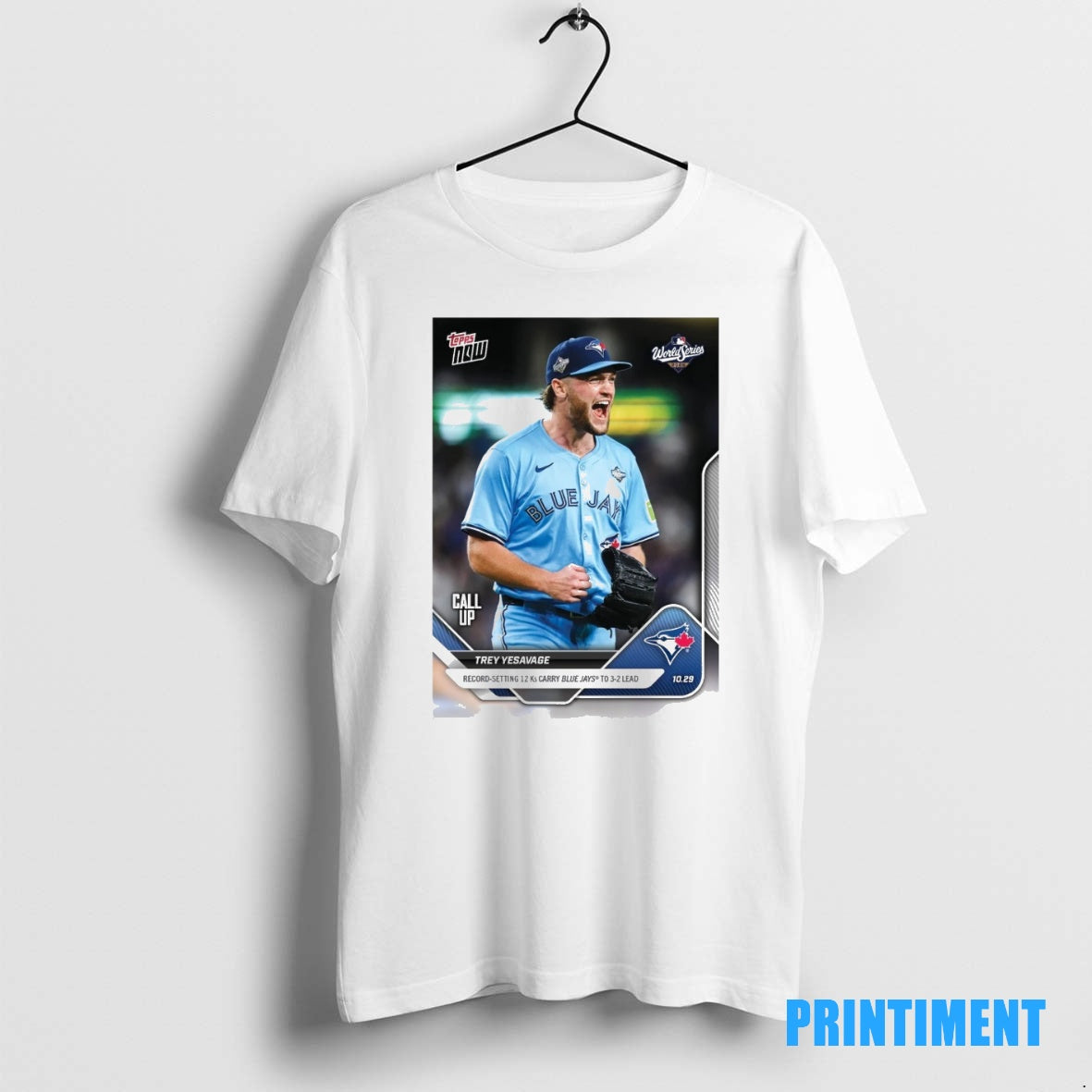 Official Trey Yesavage 2025 Mlb Topps Toronto Blue Jays Record Setting 12 Ks Carry Blue T-Shirts, Hoodie, Sweatshirt