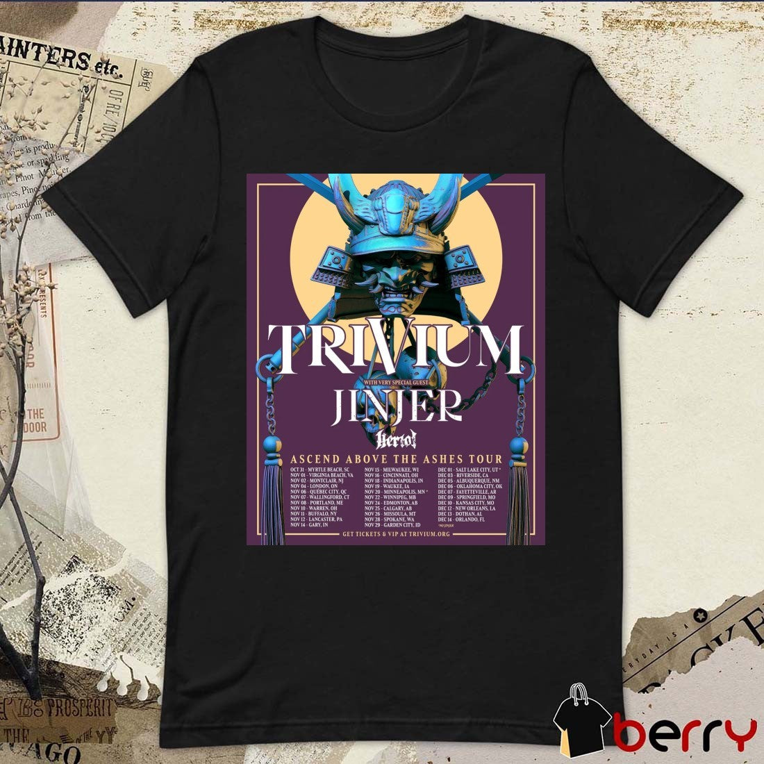 Trivium With Very Special Guest Jinjer Bertol Ascend Above The Ashes Tour 2025 October – December Poster t-shirt