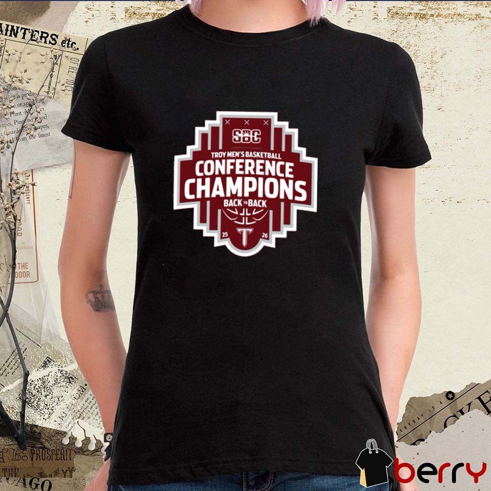 Troy Trojans Men’s Basketball 2026 Conference Champions Back To Back SBC Logo t-shirt