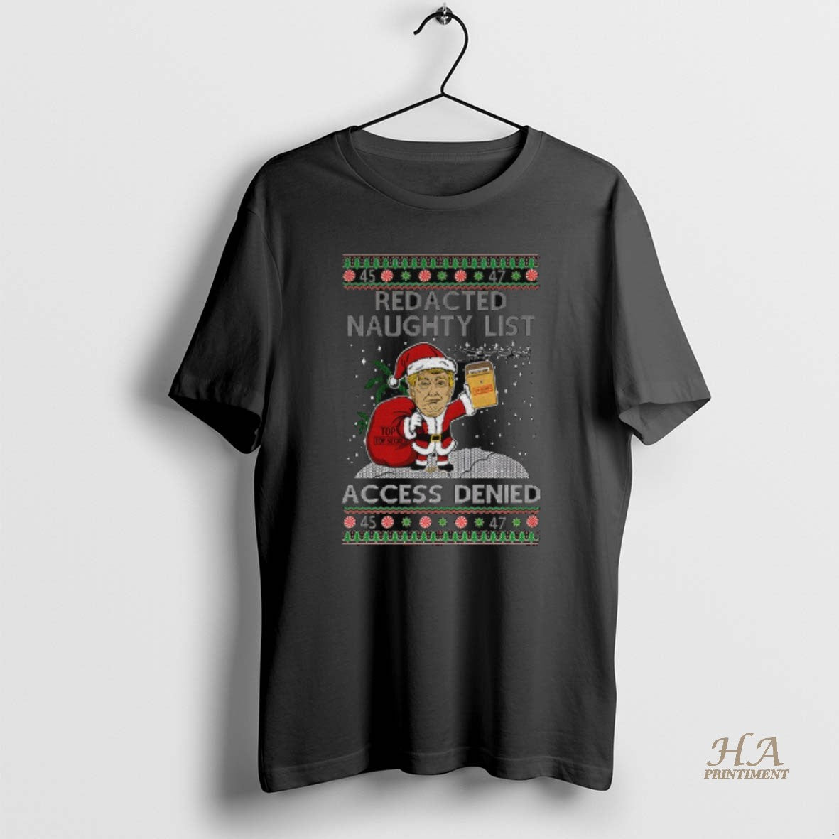 Official Trump Redacted Naughty List Access Denied Ugly Christmas T-Shirts, Hoodie, Sweatshirt | InkNestWear.com