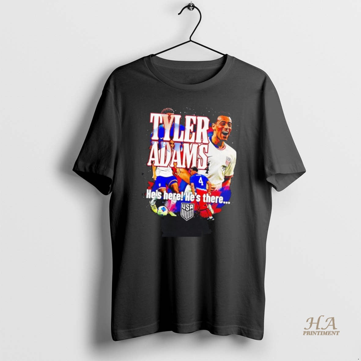 Official Tyler Adams Hes Here Hes There T-Shirts, Hoodie, Sweatshirt | InkNestWear.com