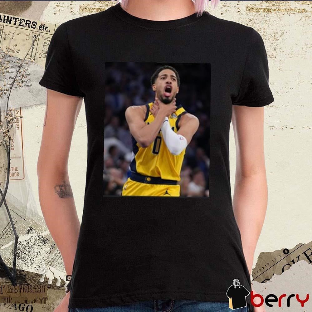 Tyrese Haliburton Does the Choke Sign After Insane Shot to Force OT vs. Knicks Poster t-shirt