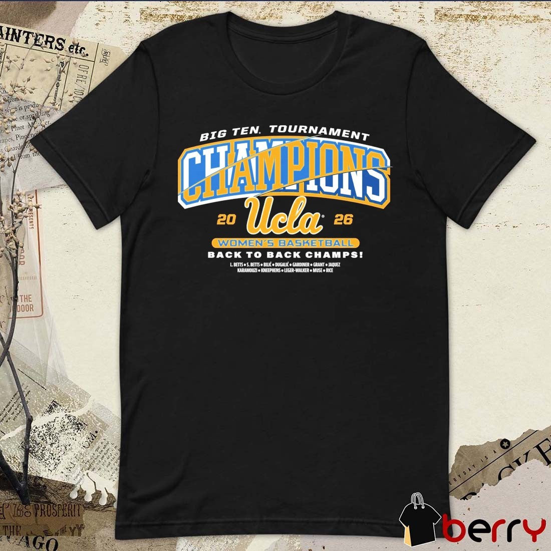 UCLA Bruins Women’s Basketball 2026 Big Ten Tournament Champions Back To Back Champs Banner t-shirt