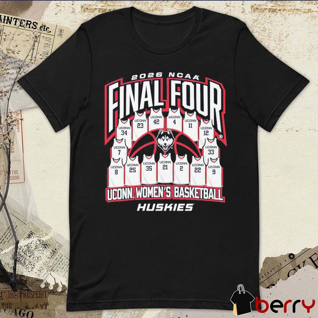 UConn Huskies Women’s Basketball 2026 NCAA DI Final Four – Jersey Madness t-shirt