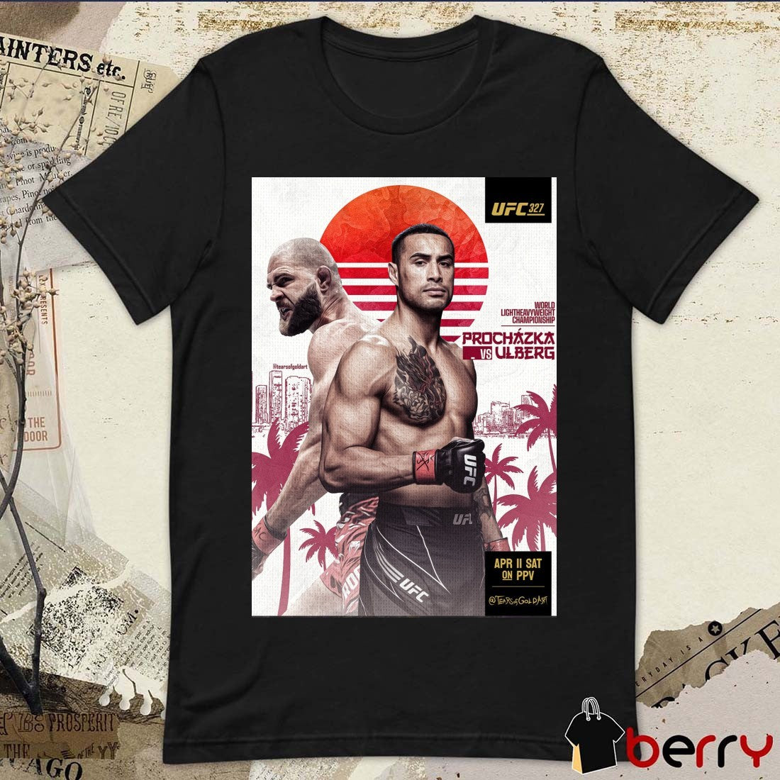 UFC 327 World Light Heavyweight Championship fight between Jiri Prochazka and Carlos Ulberg t-shirt