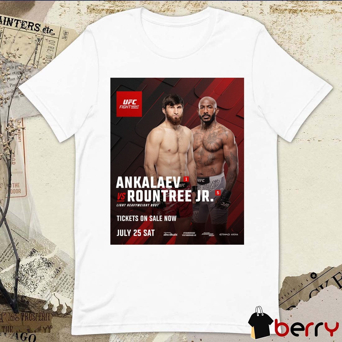 UFC Fight Night Ankalaev Vs Rountree Jr. Light Heavyweight Bout July 25 2026 Poster t-shirt
