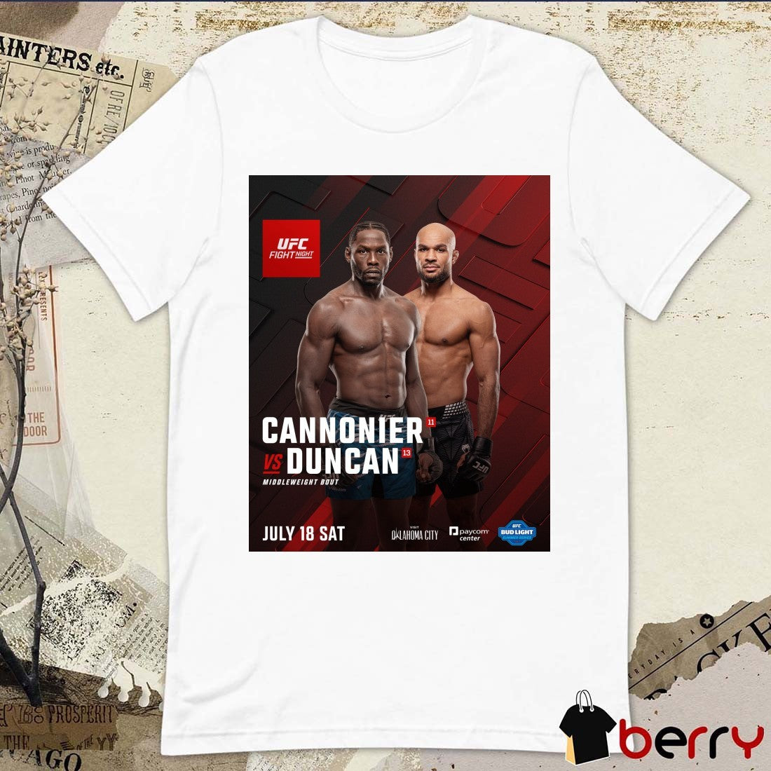 UFC Fight Night Cannonier Vs Duncan Middleweight Bout July 18 2026 Poster t-shirt