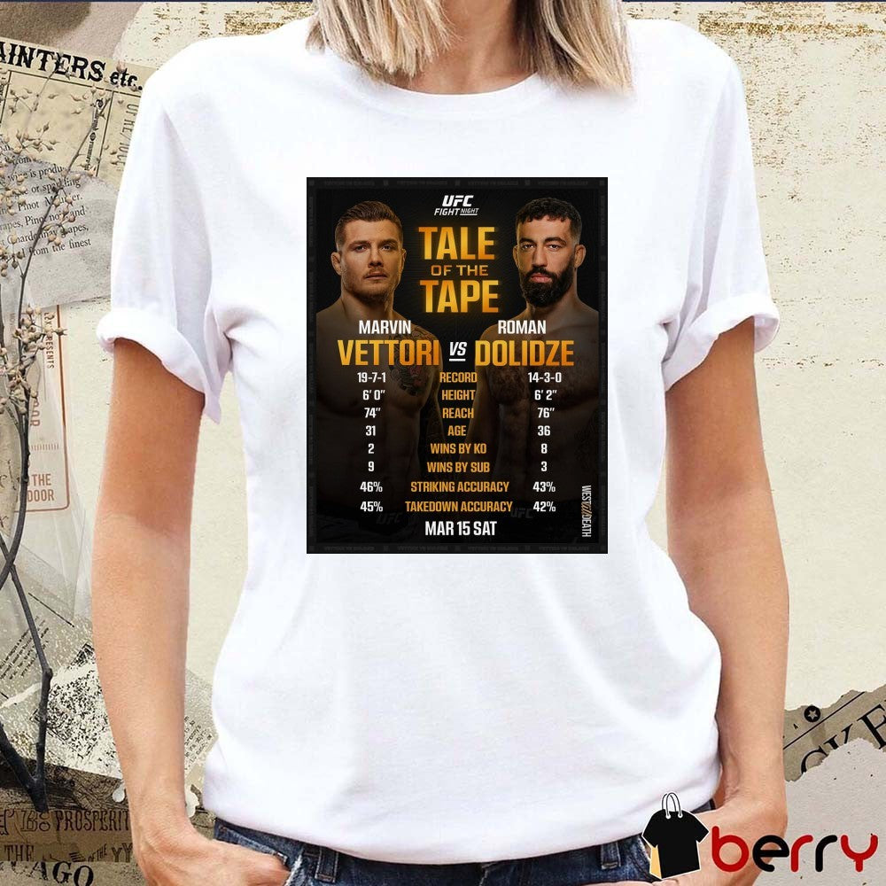 UFC Fight Night Tale Of The Tape Marvin Vettori Vs Roman Dolidze March 15 2025 Saturday West Till Death Poster t-shirt