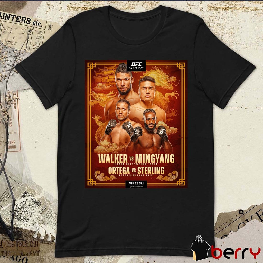 UFC Fight Night Walker vs. Zhang Light Heavyweight Bout, Ortega Vs Sterling Featherweight Bout August 23, 2025 Poster t-shirt