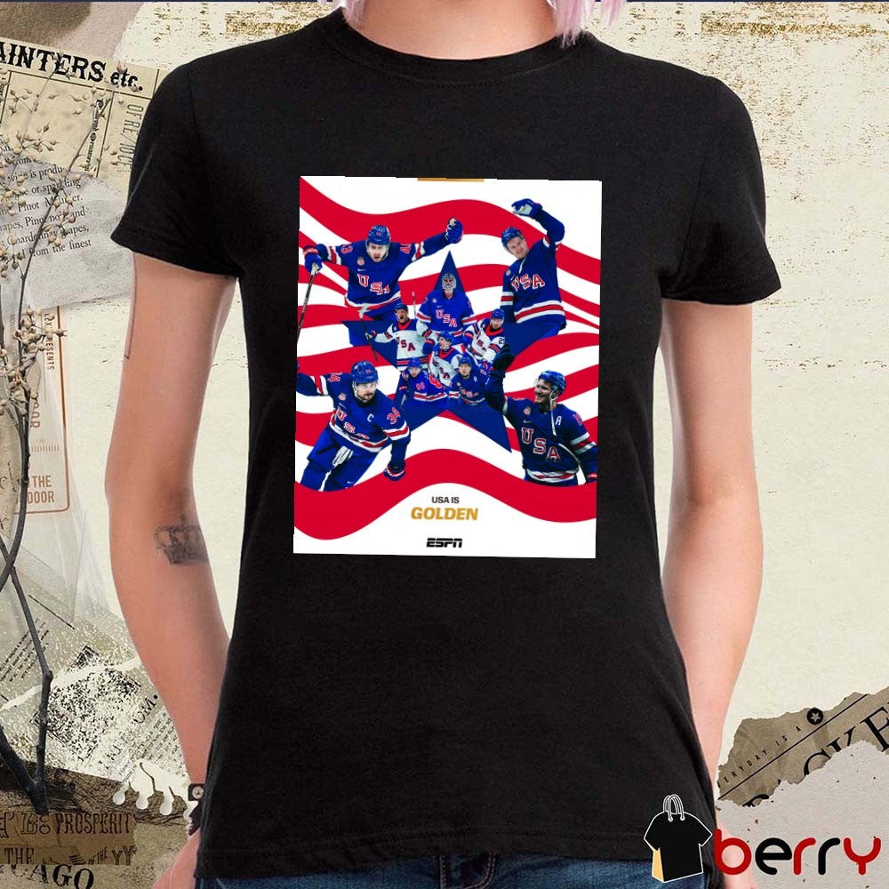 USA Hockey Is Golden For The First Time Since 1980 Milano Cortina Winter Olympics ESPN t-shirt