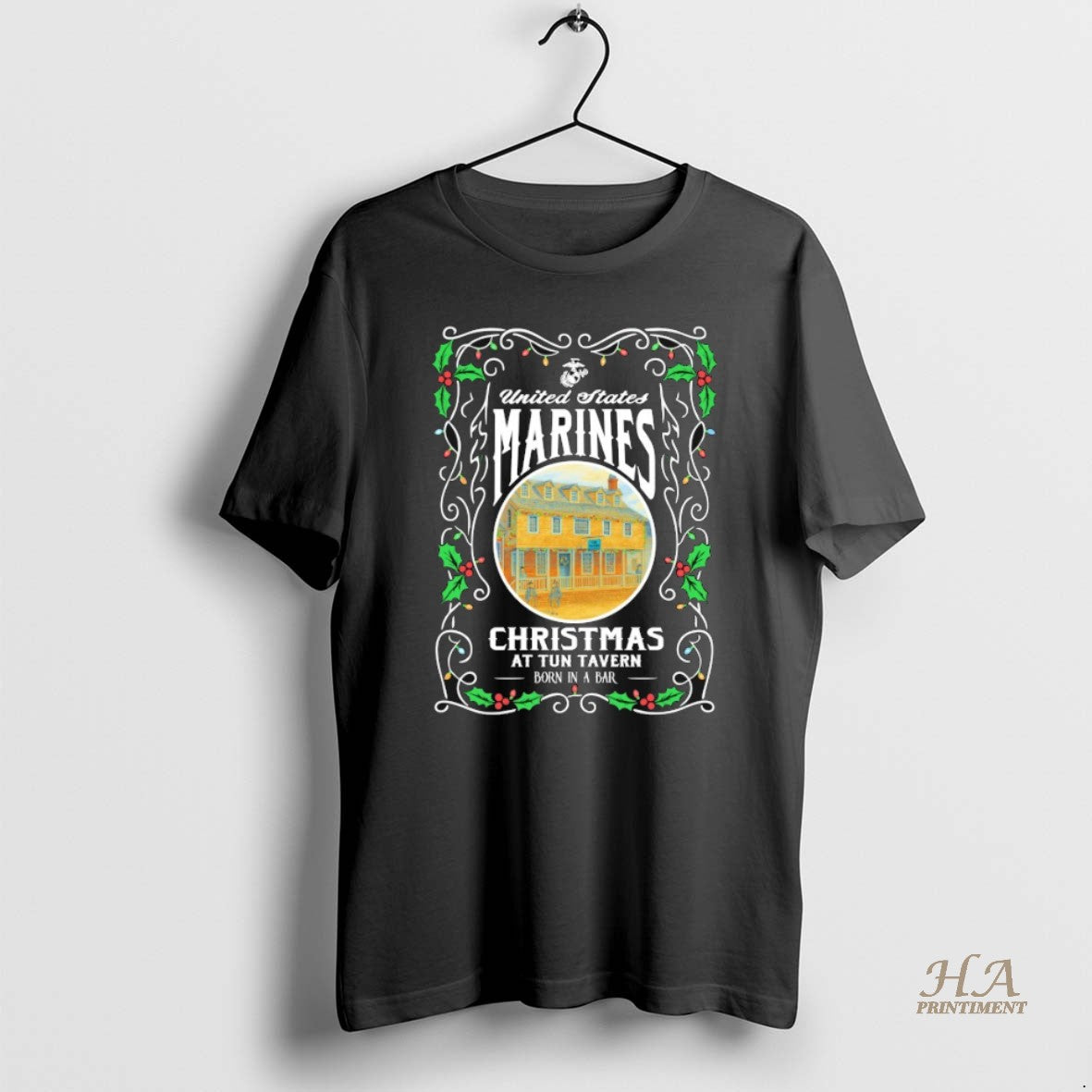 Official Usmc Us Marines Christmas At Tun Tavern Born In A Bar T-Shirts, Hoodie, Sweatshirt | InkNestWear.com