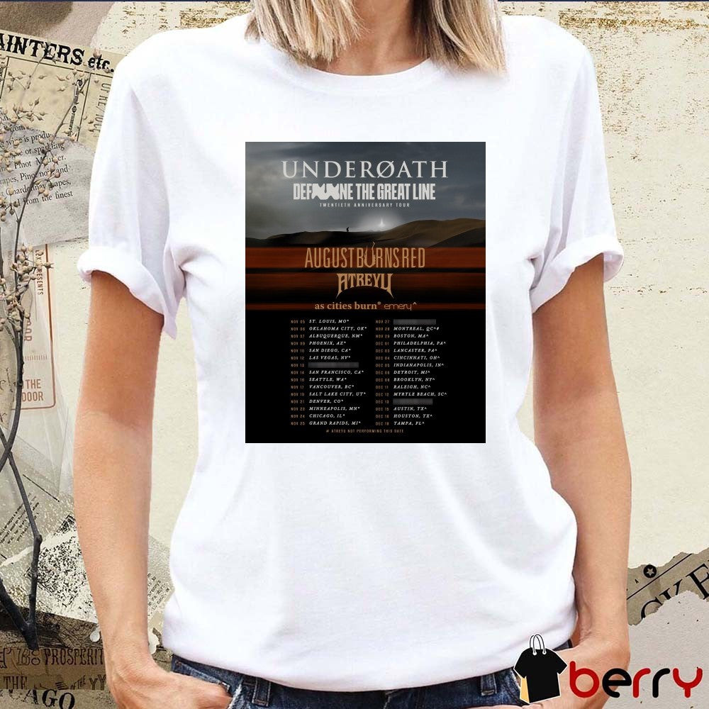 Underoath Define the Great Line 20th Anniversary Tour November 5 to December 18 2026 Poster t-shirt