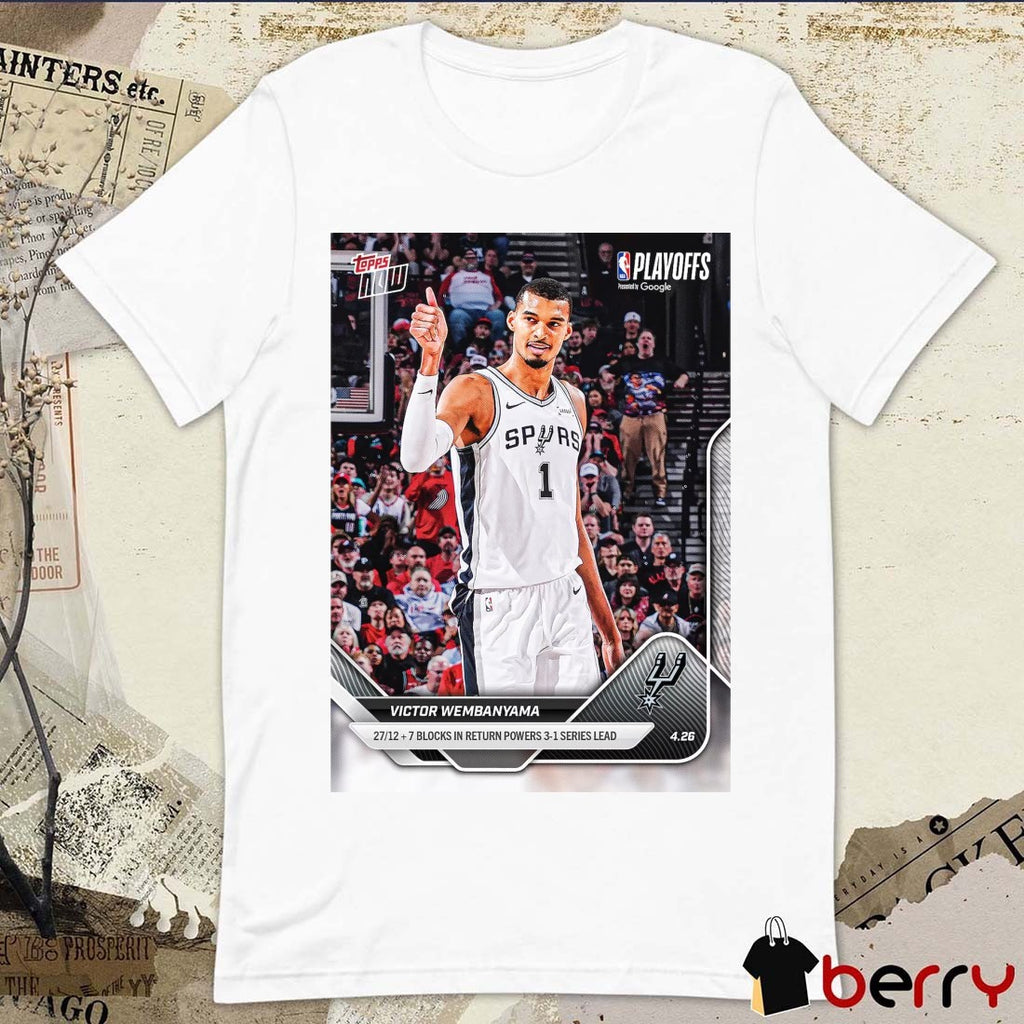 Victor Wembanyama San Antonio Spurs 2025-26 NBA Topps NOW Poster t-shirt