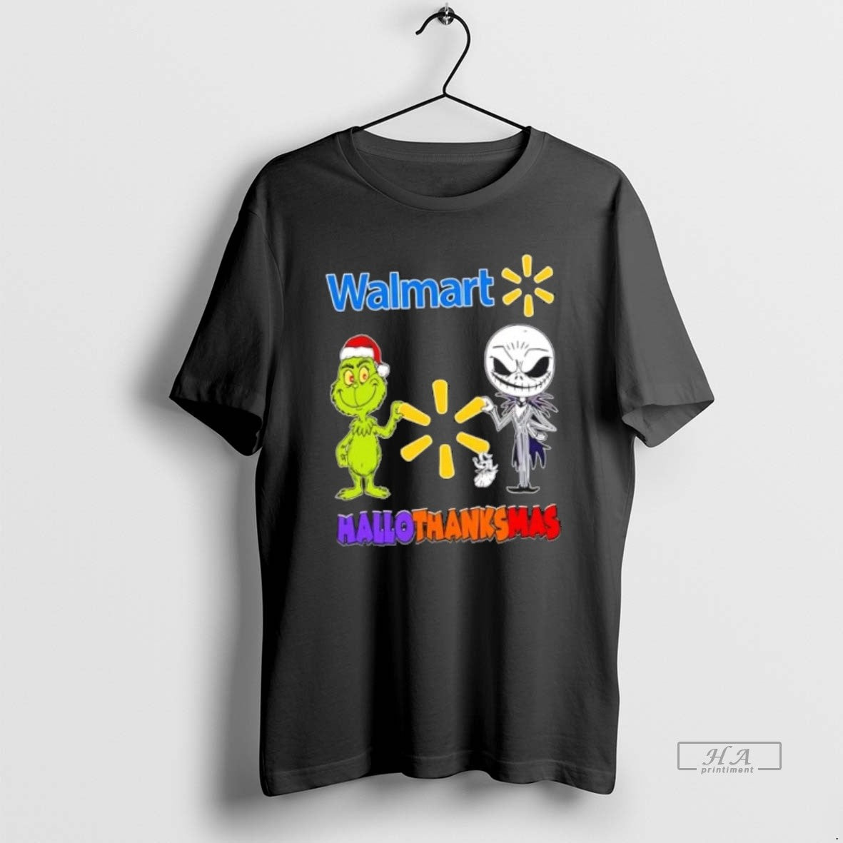 Official Walmart X Grinch And Jack Skellington Friends Fist Bump Happy Hallothanksmas